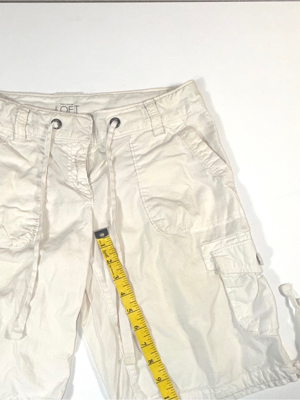 LOFT Men's White Cargo Drawstring Shorts - Lightweight Casual - Picture 4 of 5